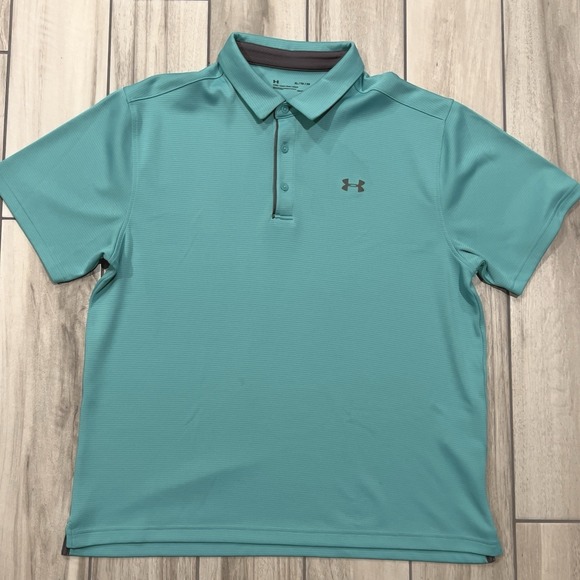 Under Armour Other - Under Armour Polo Men XL Teal Excellent HeatGear Short Sleeve Loose Fit Golf